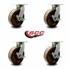 Service Caster 8'' Heavy Duty High Temp Phenolic Swivel Caster Set with Brakes , 4PK CRAN-SCC-KP92S830-PHRHT-SLB-4